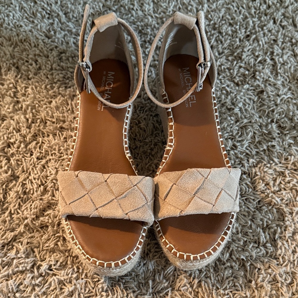 Michael Shannon Beige Espadrille Sandals